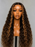 13x6 Deep Wave Cocoa Bounce Lace Front Wigs - 200% Density HD Frontal Wigs -, Pre-Plucked