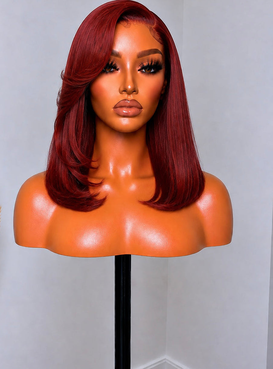 13x6 Straight Cherry Bomb Highlights Lace Front Wigs - 180% Density HD Frontal Wigs -, Pre-Plucked