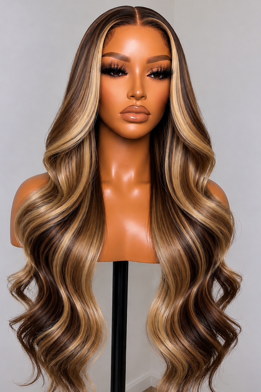 13x6 Body Wave Honey Fantasy Lace Front Wigs - 180% Density HD Frontal Wigs -, Pre-Plucked