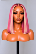 13x6 Straight Pink Sugar Highlights Lace Front Wigs - 180% Density HD Frontal Wigs -, Pre-Plucked