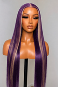 13x6 Straight Raven Highlights Lace Front Wigs - 180% Density HD Frontal Wigs - Pre-Plucked